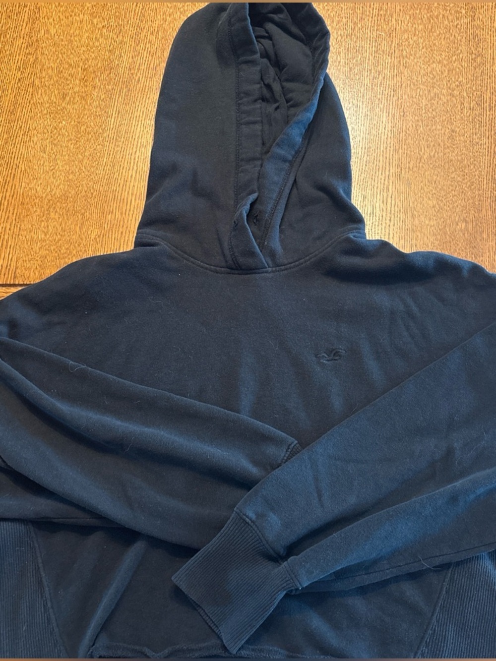 Hollister Black Hooded Pullover with Logo Patch